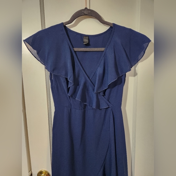 Dressy Flowy Faux Wrap Dress - Picture 7 of 8